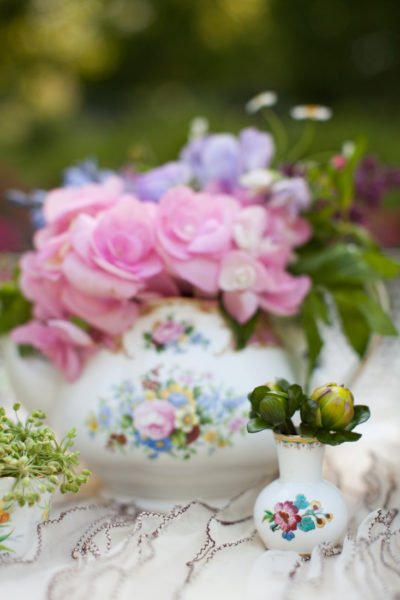vintage teapot with flowers